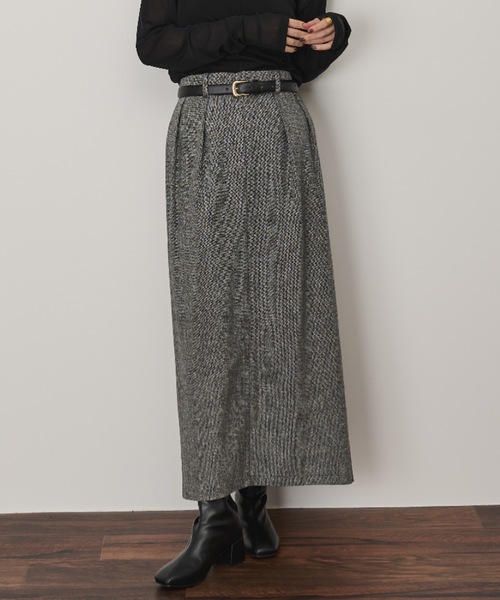 Shelly island(シェリーアイランド)の「タックロングスカート(スカート・レディース・ブラック/その他/ブラウン・FREE)」の3枚目の写真