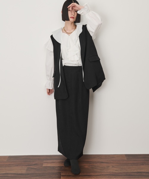 Shelly island(シェリーアイランド)の「タックロングスカート(スカート・レディース・ブラック/その他/ブラウン・FREE)」の5枚目の写真