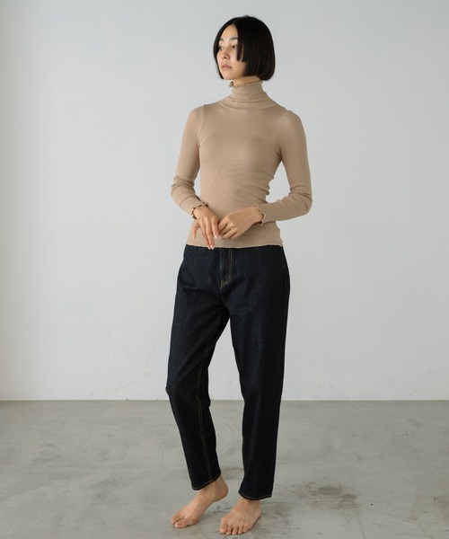 PALM（パーム）の「PALM CUP RIB TURTLE NECK（Tシャツ/カットソー・レディース・カーキ/ブラック/ベージュ・FREE）」の15枚目の写真