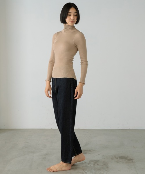PALM（パーム）の「PALM CUP RIB TURTLE NECK（Tシャツ/カットソー・レディース・カーキ/ブラック/ベージュ・FREE）」の11枚目の写真
