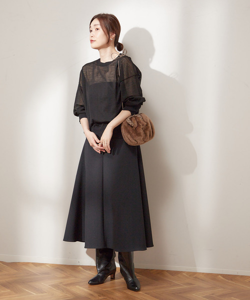 journal standard L'essage（ジャーナルスタンダードレサージュ）の「フォルムフレアスカート（スカート・レディース・ブラック/ネイビー・38/36）」の3枚目の写真