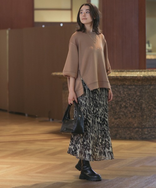 Bou Jeloud（ブージュルード）の「アニマルプリーツスカート（スカート・レディース・ブラウン/グレー・FREE）」の3枚目の写真