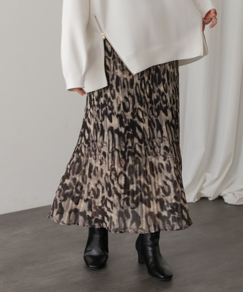 Bou Jeloud（ブージュルード）の「アニマルプリーツスカート（スカート・レディース・ブラウン/グレー・FREE）」の7枚目の写真