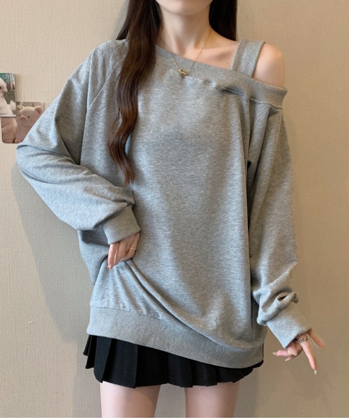 N.s（エヌドットエス）の「ワンショルダースウェットトップス（スウェット・レディース・ブラック/グレー・M/L）」の6枚目の写真