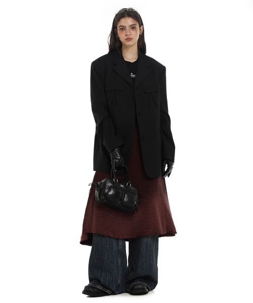 Moromoro2（モロモロ）の「リボンモチーフ ビッグシルエット ジャケット SU0123【Moromoro2】【2024AW】（テーラードジャケット・レディース・ブラック・L/M/S/XS）」の13枚目の写真