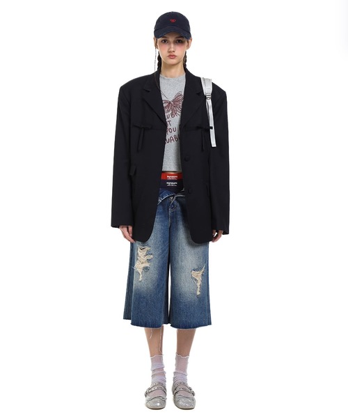 Moromoro2（モロモロ）の「リボンモチーフ ビッグシルエット ジャケット SU0123【Moromoro2】【2024AW】（テーラードジャケット・レディース・ブラック・L/M/S/XS）」の15枚目の写真