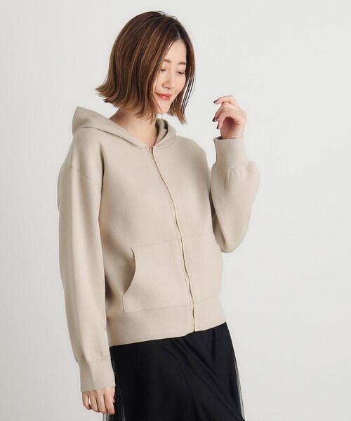 grove（グローブ）の「◆ニットジャカードジップフードパーカ（パーカー・レディース・グレー/ナチュラル/ブラック・02/03/01/04/05）」の3枚目の写真