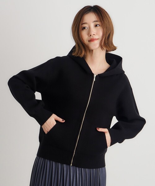 grove（グローブ）の「◆ニットジャカードジップフードパーカ（パーカー・レディース・グレー/ナチュラル/ブラック・02/03/01/04/05）」の2枚目の写真