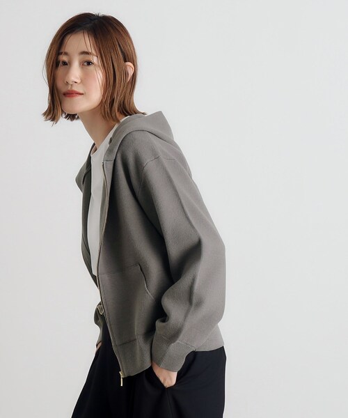 grove（グローブ）の「◆ニットジャカードジップフードパーカ（パーカー・レディース・グレー/ナチュラル/ブラック・02/03/01/04/05）」の4枚目の写真