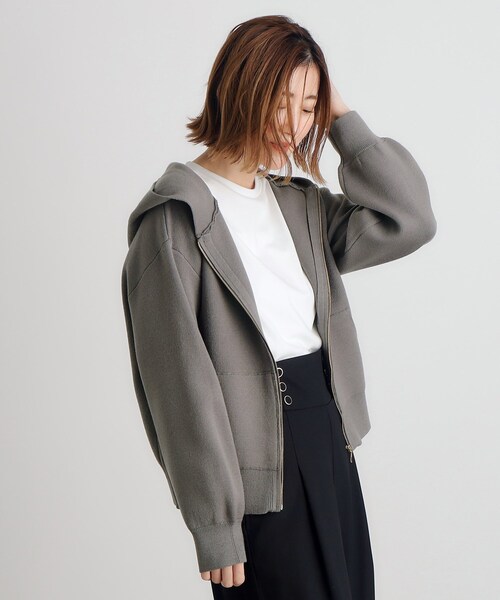 grove（グローブ）の「◆ニットジャカードジップフードパーカ（パーカー・レディース・グレー/ナチュラル/ブラック・02/03/01/04/05）」の5枚目の写真