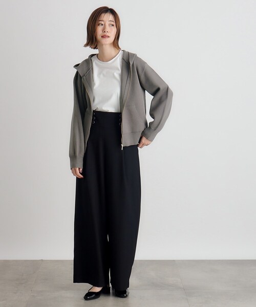 grove（グローブ）の「◆ニットジャカードジップフードパーカ（パーカー・レディース・グレー/ナチュラル/ブラック・02/03/01/04/05）」の6枚目の写真