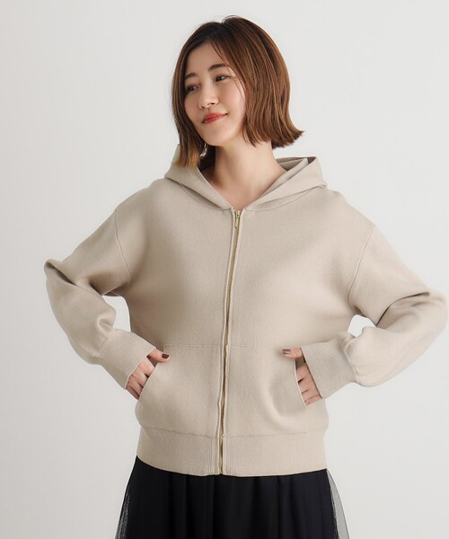 grove（グローブ）の「◆ニットジャカードジップフードパーカ（パーカー・レディース・グレー/ナチュラル/ブラック・02/03/01/04/05）」の12枚目の写真