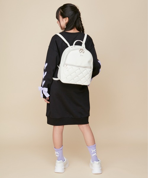 JENNI love（ジェニィラブ）の「【コットン100％】そでレースアップトレーナーワンピ（ワンピース・キッズ・ピンク/サックスブルー/ブラック・130cm/140cm/150cm/160cm）」の7枚目の写真