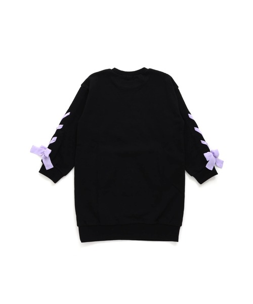 JENNI love（ジェニィラブ）の「【コットン100％】そでレースアップトレーナーワンピ（ワンピース・キッズ・ピンク/サックスブルー/ブラック・130cm/140cm/150cm/160cm）」の18枚目の写真