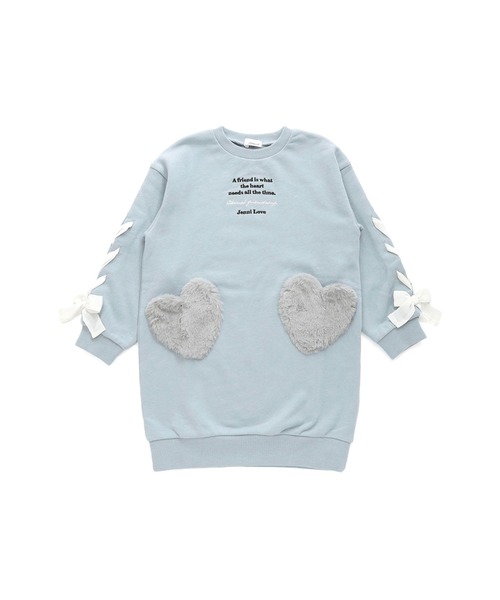 JENNI love（ジェニィラブ）の「【コットン100％】そでレースアップトレーナーワンピ（ワンピース・キッズ・ピンク/サックスブルー/ブラック・130cm/140cm/150cm/160cm）」の19枚目の写真