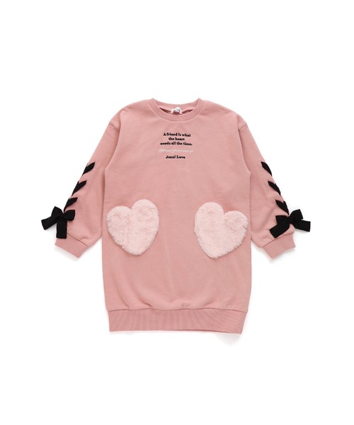JENNI love（ジェニィラブ）の「【コットン100％】そでレースアップトレーナーワンピ（ワンピース・キッズ・ピンク/サックスブルー/ブラック・130cm/140cm/150cm/160cm）」の21枚目の写真
