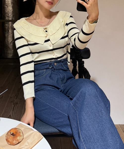 efill(エフィル)の「オーバーサイズ デニムパンツ(デニムパンツ・レディース・ネイビー・FREE)」の11枚目の写真