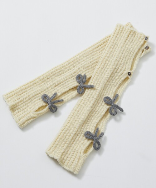 Firsthand(ファーストハンド)の「Firsthand/ファーストハンド リボンアームウォーマー(手袋・レディース・チャコールグレー/オフホワイト/ピンク・FREE)」の1枚目の写真