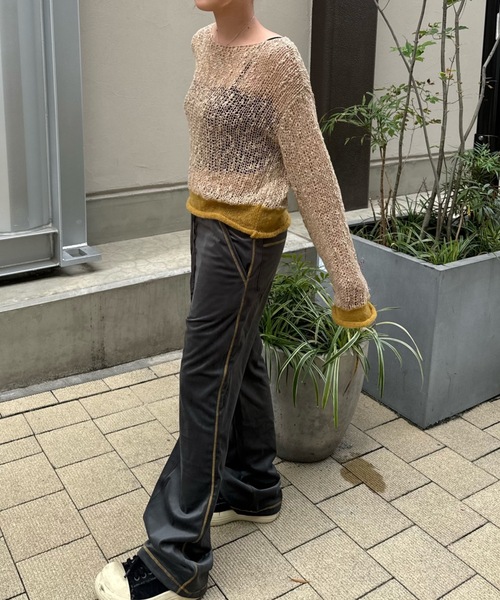 shesame(シーセム)の「bi-color velours pants(その他パンツ・レディース・ダークグリーン/チャコール/ブラック×パープル・MEDIUM/LARGE)」の2枚目の写真