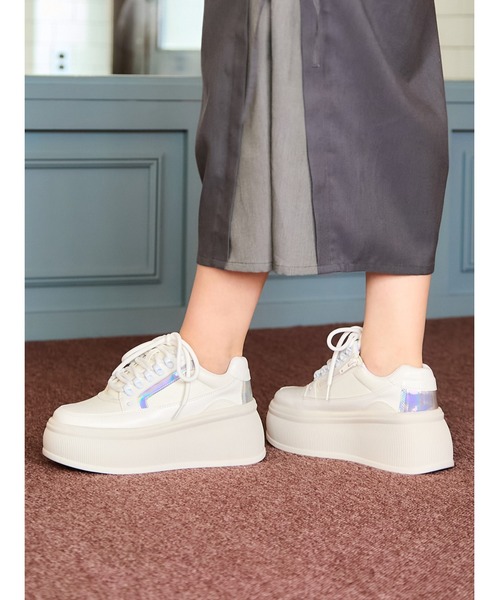 Mafmof(マフモフ)の「Mafmof(マフモフ)8cm厚底プラットフォームスニーカー(スニーカー・レディース・ブラック/ホワイト・M/L/LL/S)」の10枚目の写真