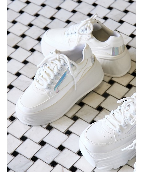 Mafmof(マフモフ)の「Mafmof(マフモフ)8cm厚底プラットフォームスニーカー(スニーカー・レディース・ブラック/ホワイト・M/L/LL/S)」の15枚目の写真