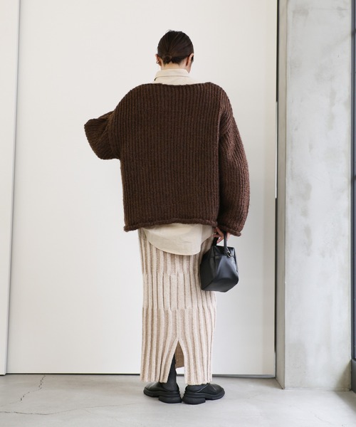 select MOCA(セレクトモカ)の「メランジリブニットタイトスカート(スカート・レディース・ベージュ/ブラック・MEDIUM/LARGE)」の10枚目の写真