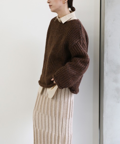 select MOCA(セレクトモカ)の「メランジリブニットタイトスカート(スカート・レディース・ベージュ/ブラック・MEDIUM/LARGE)」の12枚目の写真