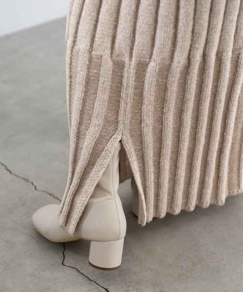 select MOCA(セレクトモカ)の「メランジリブニットタイトスカート(スカート・レディース・ベージュ/ブラック・MEDIUM/LARGE)」の3枚目の写真