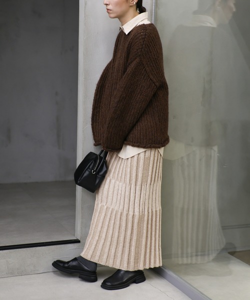 select MOCA(セレクトモカ)の「メランジリブニットタイトスカート(スカート・レディース・ベージュ/ブラック・MEDIUM/LARGE)」の9枚目の写真