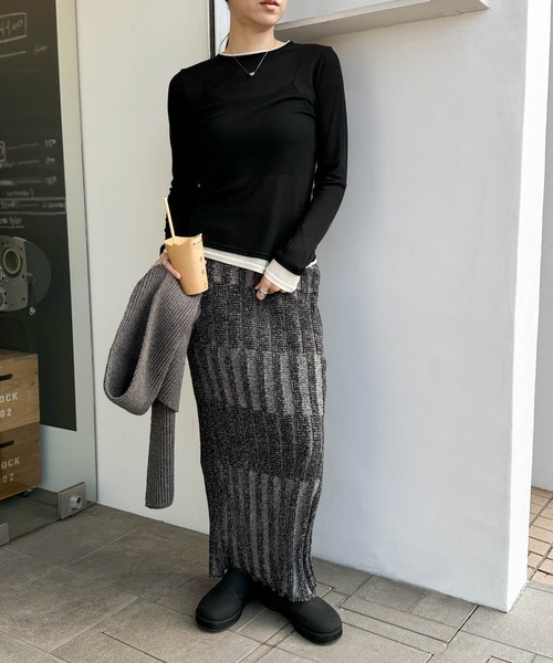 セール】メランジリブニットタイトスカート（スカート）｜select MOCA