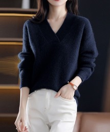 Chloeネイビー Vネックセーター　48 Chloeネイビー Vネックセーター48