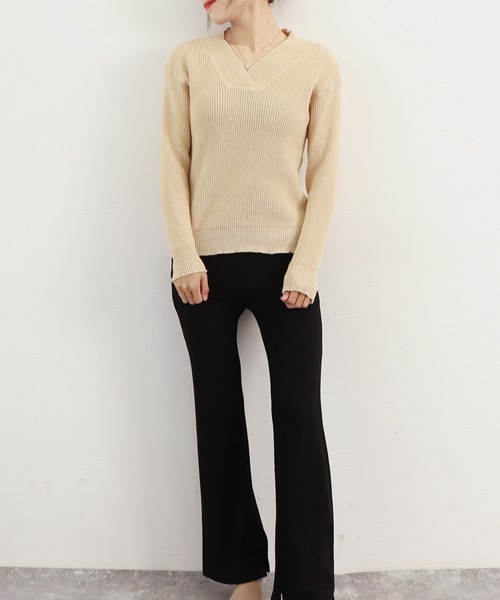 Miniministore(ミニミニストア)の「vネック ニットセーター レディース秋冬(ニット/セーター・レディース・ダークグレー/ブルー/モカ/ネイビー/ベージュ・FREE)」の15枚目の写真