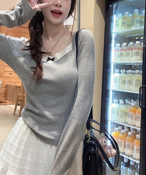 ViViDAY(ビビデー)の「レースリボン長袖カットソー(Tシャツ/カットソー・レディース・ホワイト/グレー・M)」の20枚目の写真