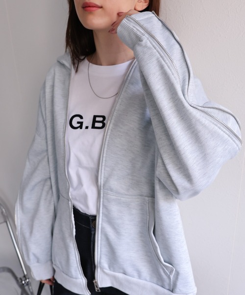 【セール】<ユニセックス>胸元刺繍/ロゴ入り ジップアップスリーブフーディー/パーカー/裏起毛(パーカー)|CREARE -LINO-(クレアーレリノ) 【セール】<ユニセックス>胸元刺繍/ロゴ入り ジップアップスリーブフーディー/パーカー/裏起毛(パーカー)|CREARE -LINO-(クレアーレリノ)