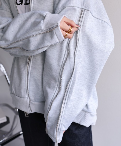 【セール】<ユニセックス>胸元刺繍/ロゴ入り ジップアップスリーブフーディー/パーカー/裏起毛(パーカー)|CREARE -LINO-(クレアーレリノ) 【セール】<ユニセックス>胸元刺繍/ロゴ入り ジップアップスリーブフーディー/パーカー/裏起毛(パーカー)|CREARE -LINO-(クレアーレリノ)