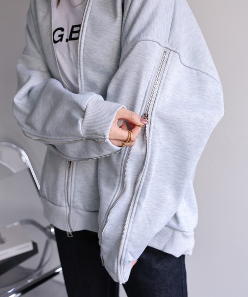 【セール】<ユニセックス>胸元刺繍/ロゴ入り ジップアップスリーブフーディー/パーカー/裏起毛(パーカー)|CREARE -LINO-(クレアーレリノ) 【セール】<ユニセックス>胸元刺繍/ロゴ入り ジップアップスリーブフーディー/パーカー/裏起毛(パーカー)|CREARE -LINO-(クレアーレリノ)