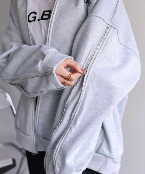 【セール】<ユニセックス>胸元刺繍/ロゴ入り ジップアップスリーブフーディー/パーカー/裏起毛(パーカー)|CREARE -LINO-(クレアーレリノ) 【セール】<ユニセックス>胸元刺繍/ロゴ入り ジップアップスリーブフーディー/パーカー/裏起毛(パーカー)|CREARE -LINO-(クレアーレリノ)