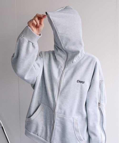 【セール】<ユニセックス>胸元刺繍/ロゴ入り ジップアップスリーブフーディー/パーカー/裏起毛(パーカー)|CREARE -LINO-(クレアーレリノ) 【セール】<ユニセックス>胸元刺繍/ロゴ入り ジップアップスリーブフーディー/パーカー/裏起毛(パーカー)|CREARE -LINO-(クレアーレリノ)