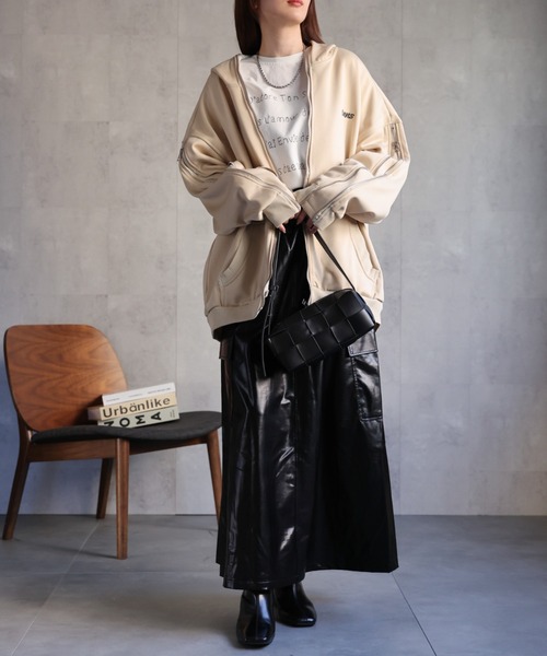 【セール】<ユニセックス>胸元刺繍/ロゴ入り ジップアップスリーブフーディー/パーカー/裏起毛(パーカー)|CREARE -LINO-(クレアーレリノ) 【セール】<ユニセックス>胸元刺繍/ロゴ入り ジップアップスリーブフーディー/パーカー/裏起毛(パーカー)|CREARE -LINO-(クレアーレリノ)