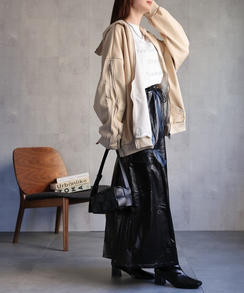 【セール】<ユニセックス>胸元刺繍/ロゴ入り ジップアップスリーブフーディー/パーカー/裏起毛(パーカー)|CREARE -LINO-(クレアーレリノ) 【セール】<ユニセックス>胸元刺繍/ロゴ入り ジップアップスリーブフーディー/パーカー/裏起毛(パーカー)|CREARE -LINO-(クレアーレリノ)