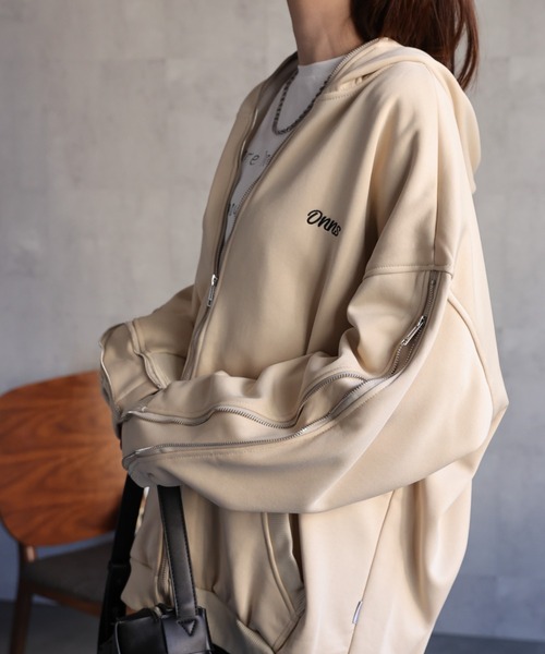 【セール】<ユニセックス>胸元刺繍/ロゴ入り ジップアップスリーブフーディー/パーカー/裏起毛(パーカー)|CREARE -LINO-(クレアーレリノ) 【セール】<ユニセックス>胸元刺繍/ロゴ入り ジップアップスリーブフーディー/パーカー/裏起毛(パーカー)|CREARE -LINO-(クレアーレリノ)