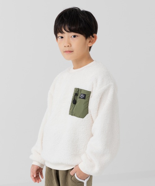 chil2（チルツー）の「布帛ポケット ボアトレーナー（スウェット・キッズ・ブラック/クリーム/ピンク/ベージュ・80ｃｍ/90cm/110cm/100cm/120cm/130cm/140cm）」の3枚目の写真