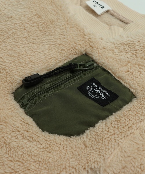 chil2（チルツー）の「布帛ポケット ボアトレーナー（スウェット・キッズ・ブラック/クリーム/ピンク/ベージュ・80ｃｍ/90cm/110cm/100cm/120cm/130cm/140cm）」の8枚目の写真