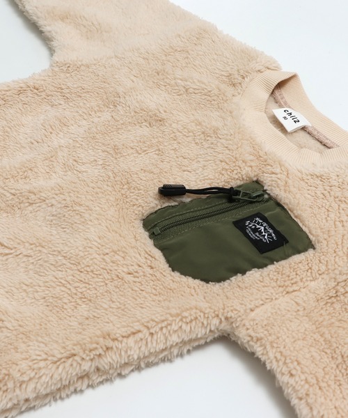 chil2（チルツー）の「布帛ポケット ボアトレーナー（スウェット・キッズ・ブラック/クリーム/ピンク/ベージュ・80ｃｍ/90cm/110cm/100cm/120cm/130cm/140cm）」の14枚目の写真