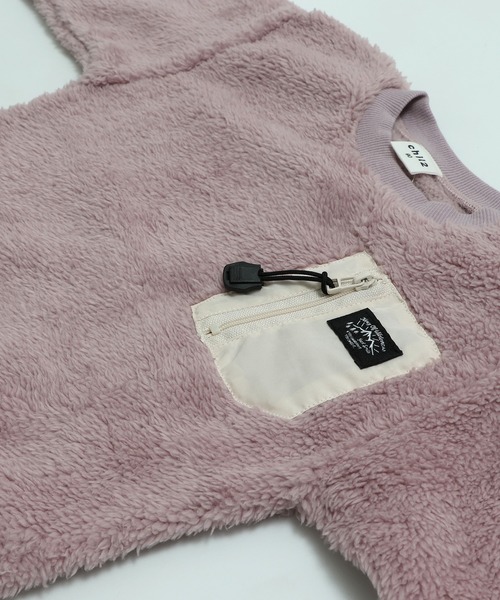 chil2（チルツー）の「布帛ポケット ボアトレーナー（スウェット・キッズ・ブラック/クリーム/ピンク/ベージュ・80ｃｍ/90cm/110cm/100cm/120cm/130cm/140cm）」の17枚目の写真