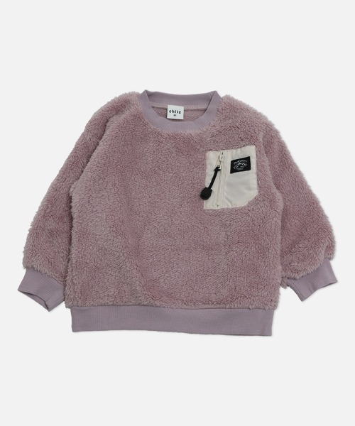 chil2（チルツー）の「布帛ポケット ボアトレーナー（スウェット・キッズ・ブラック/クリーム/ピンク/ベージュ・80ｃｍ/90cm/110cm/100cm/120cm/130cm/140cm）」の18枚目の写真
