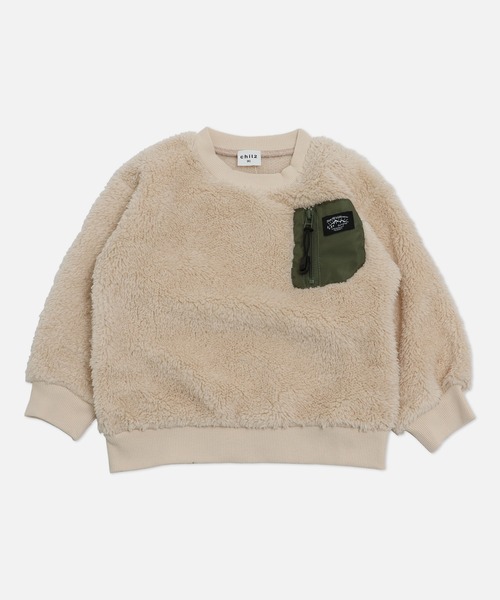 chil2（チルツー）の「布帛ポケット ボアトレーナー（スウェット・キッズ・ブラック/クリーム/ピンク/ベージュ・80ｃｍ/90cm/110cm/100cm/120cm/130cm/140cm）」の19枚目の写真