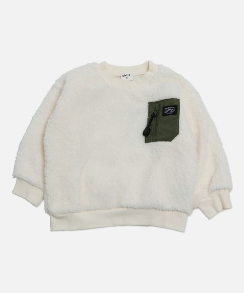 chil2（チルツー）の「布帛ポケット ボアトレーナー（スウェット・キッズ・ブラック/クリーム/ピンク/ベージュ・80ｃｍ/90cm/110cm/100cm/120cm/130cm/140cm）」の20枚目の写真
