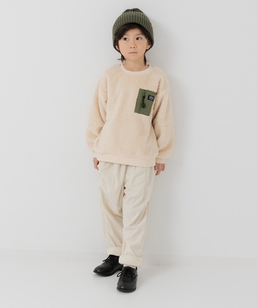 chil2（チルツー）の「布帛ポケット ボアトレーナー（スウェット・キッズ・ブラック/クリーム/ピンク/ベージュ・80ｃｍ/90cm/110cm/100cm/120cm/130cm/140cm）」の21枚目の写真