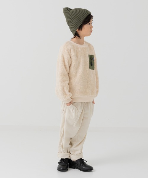 chil2（チルツー）の「布帛ポケット ボアトレーナー（スウェット・キッズ・ブラック/クリーム/ピンク/ベージュ・80ｃｍ/90cm/110cm/100cm/120cm/130cm/140cm）」の22枚目の写真